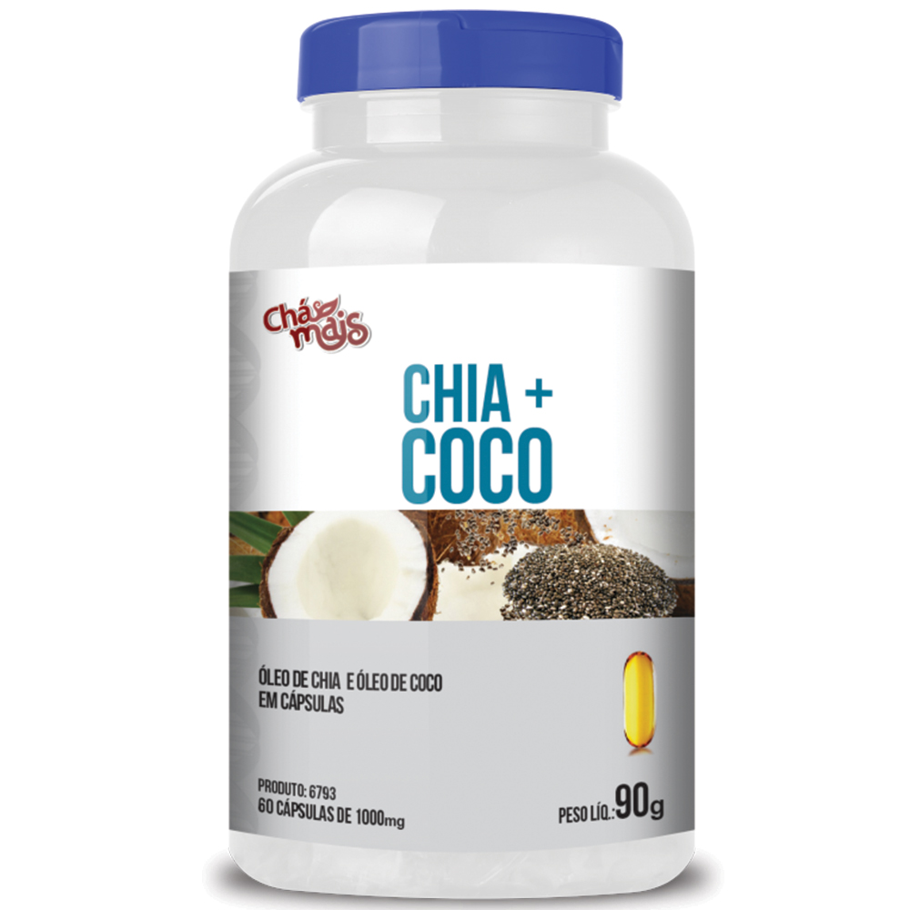 Chia + Coco - 60 Cápsulas - 1000mg - Chá Mais
