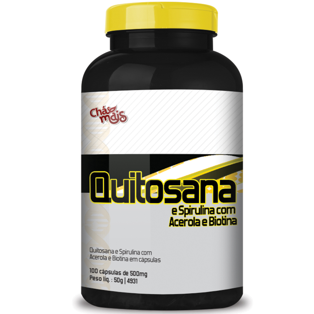 Quitosana, Spirulina, Acerola e Biotina - 100 Cápsulas - Chá Mais