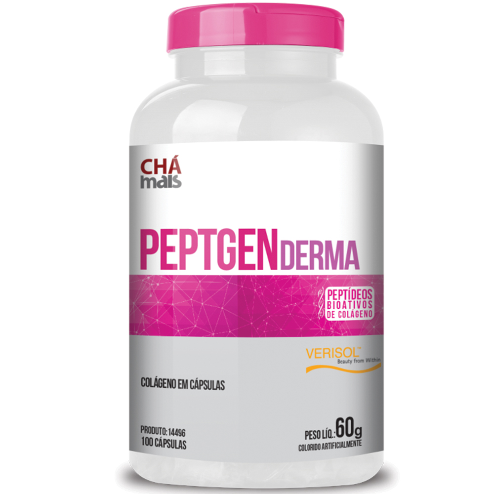 Colágeno Peptgen Derma - 100 Cápsulas - 500mg - Chá Mais