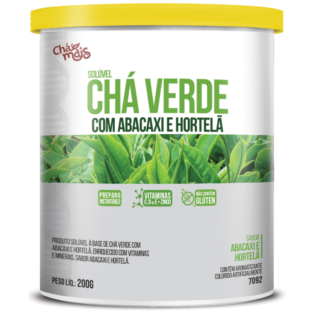 Chá Verde com Abacaxi e Hortelã Instântaneo - 200g - Chá Mais