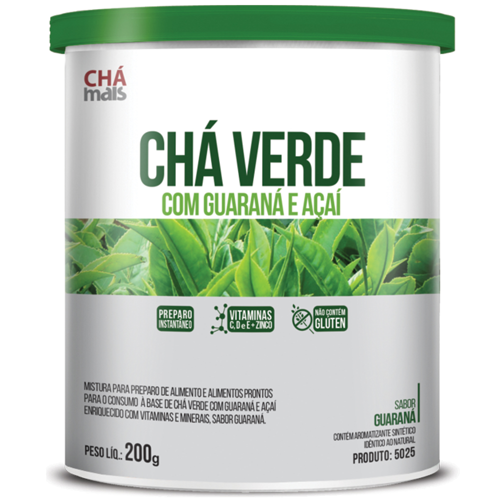 Chá Verde com Guaraná e Açai Instantâneo - 200g - Chá Mais