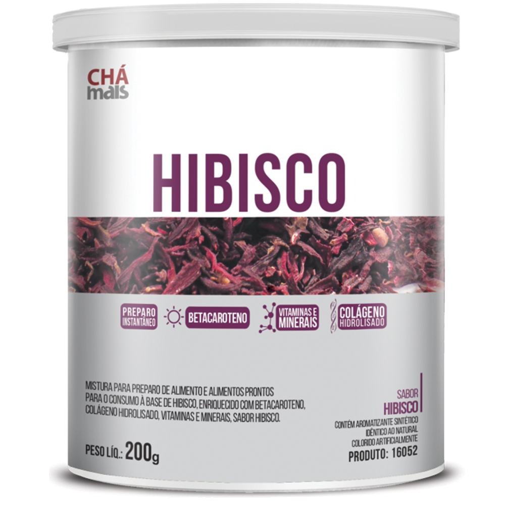 Hibisco com Chá Branco Instantâneo - Zero Açúcar - 200g - Chá Mais
