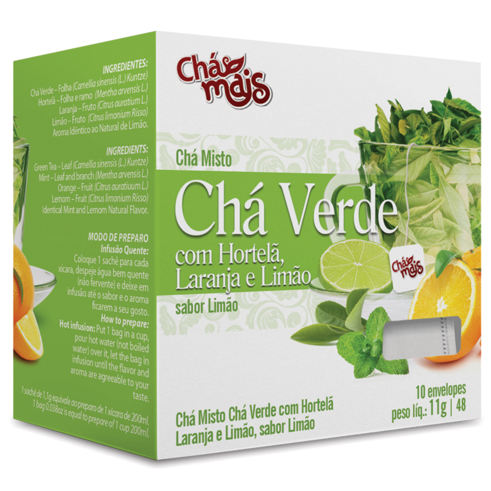 Chá Verde com Hortelã, Laranja e Limão - 10 Sachês - 11g