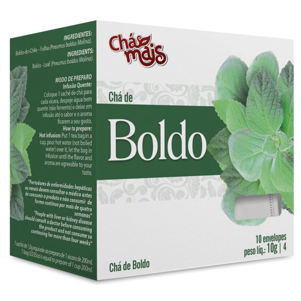 Chá de Boldo - 10 Sachês - 10g - Chá Mais