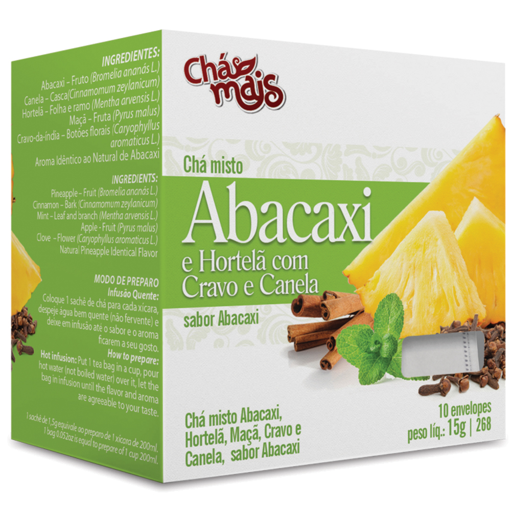 Chá de Abacaxi, Hortelã, Cravo e Canela - 10 Sachês - 15g - Chá Mais
