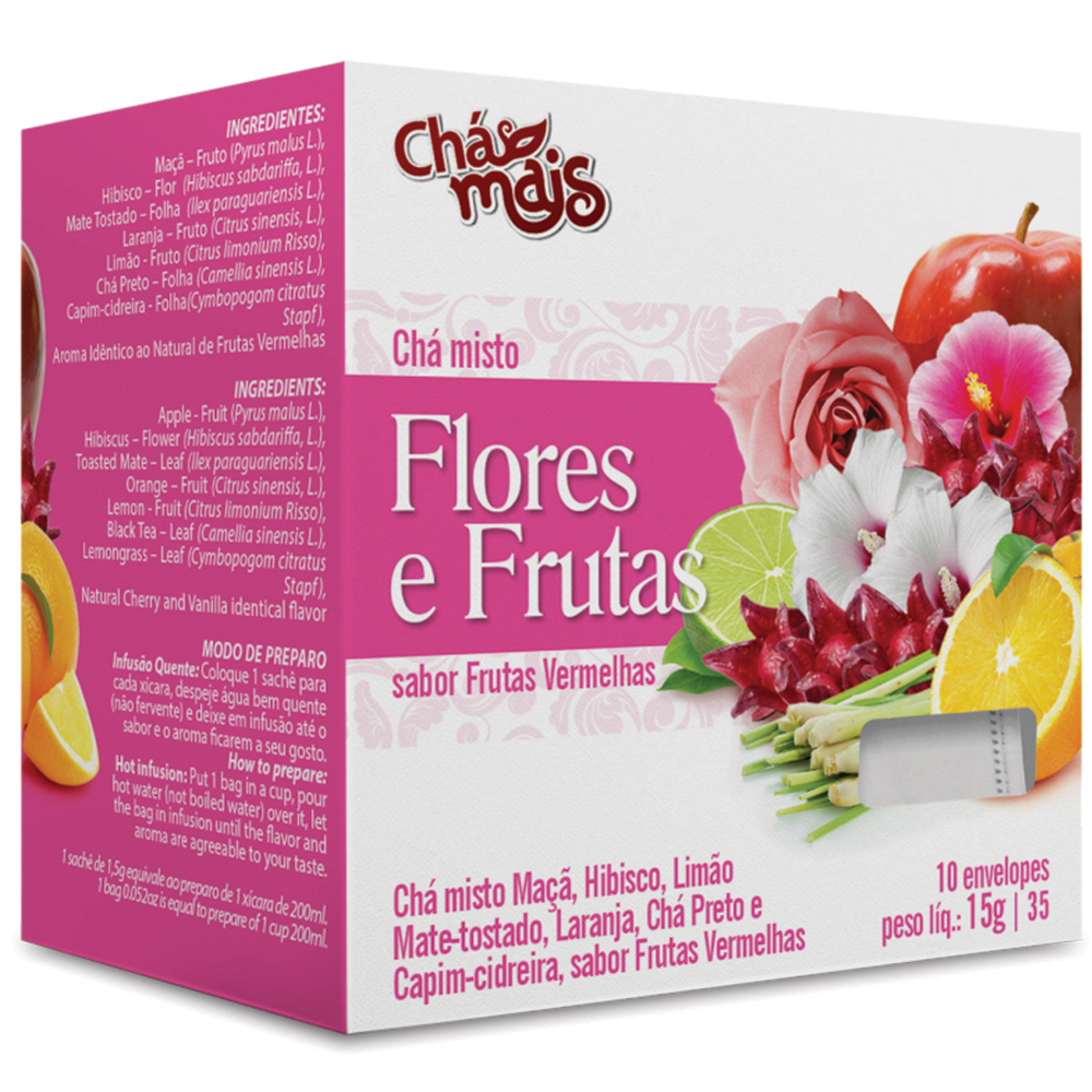 Chá de Flores e Frutas - 10 Sachês - 15g - Chá Mais