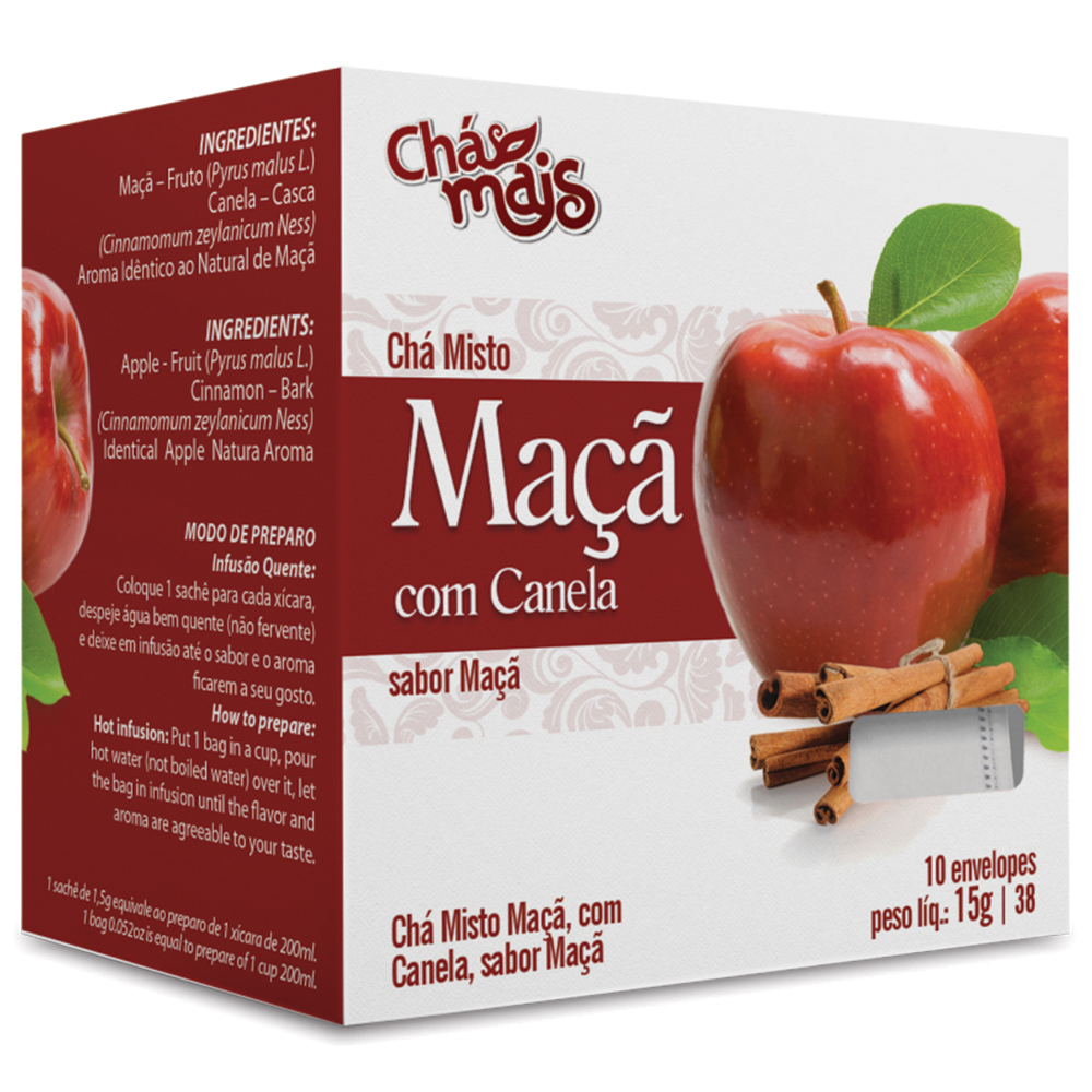 Chá de Maçã com Canela - 10 Sachês - 15g - Chá Mais