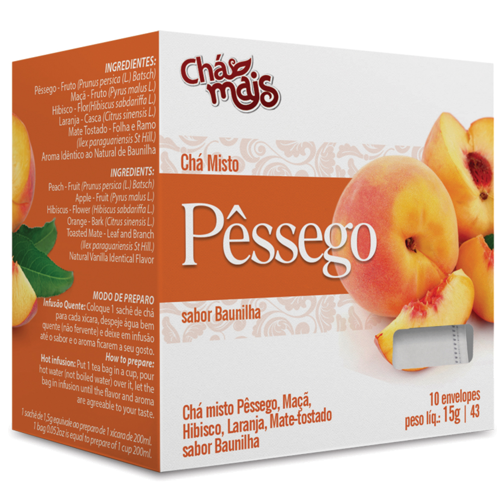 Chá de Pessego com Baunilha - 10 Sachês - 15g - Chá Mais