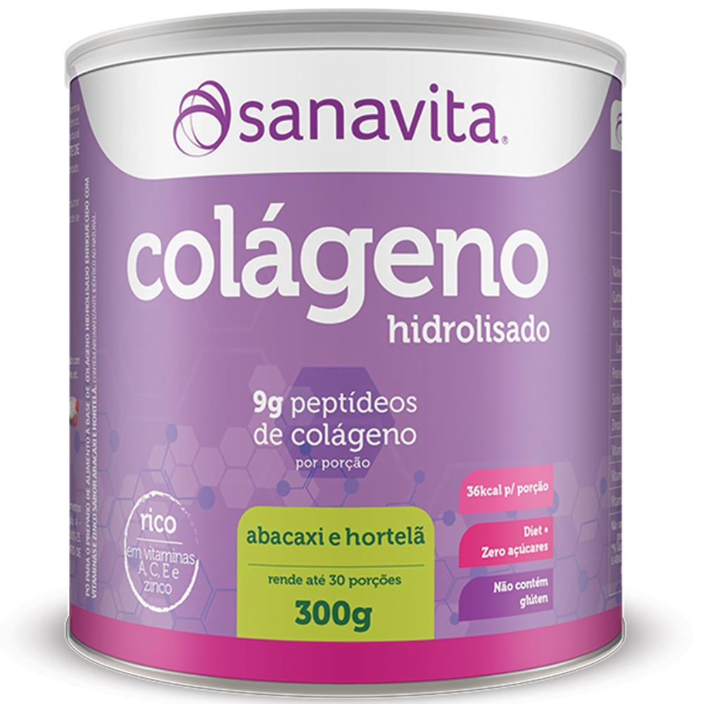 Colágeno Abacaxi com Hortelã - 300g - Sanavita
