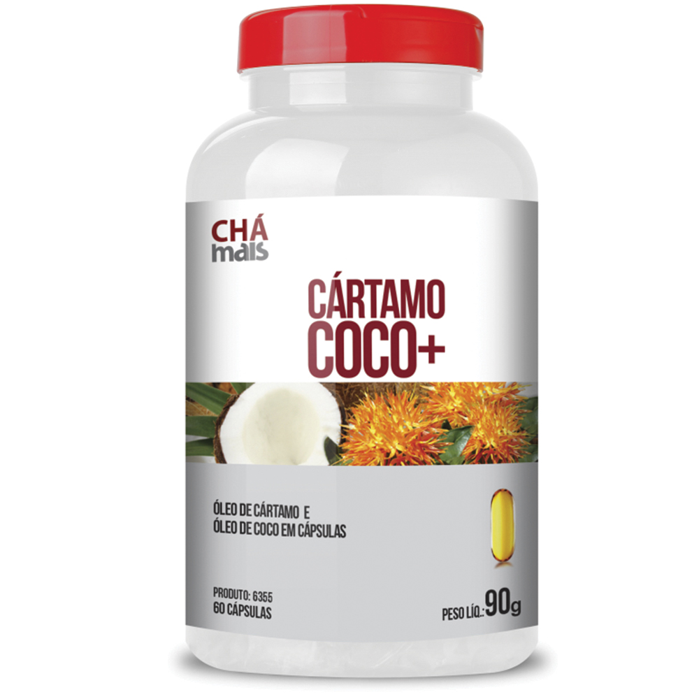 Óleo de cártamo + coco - 60 cápsulas - Chá Mais